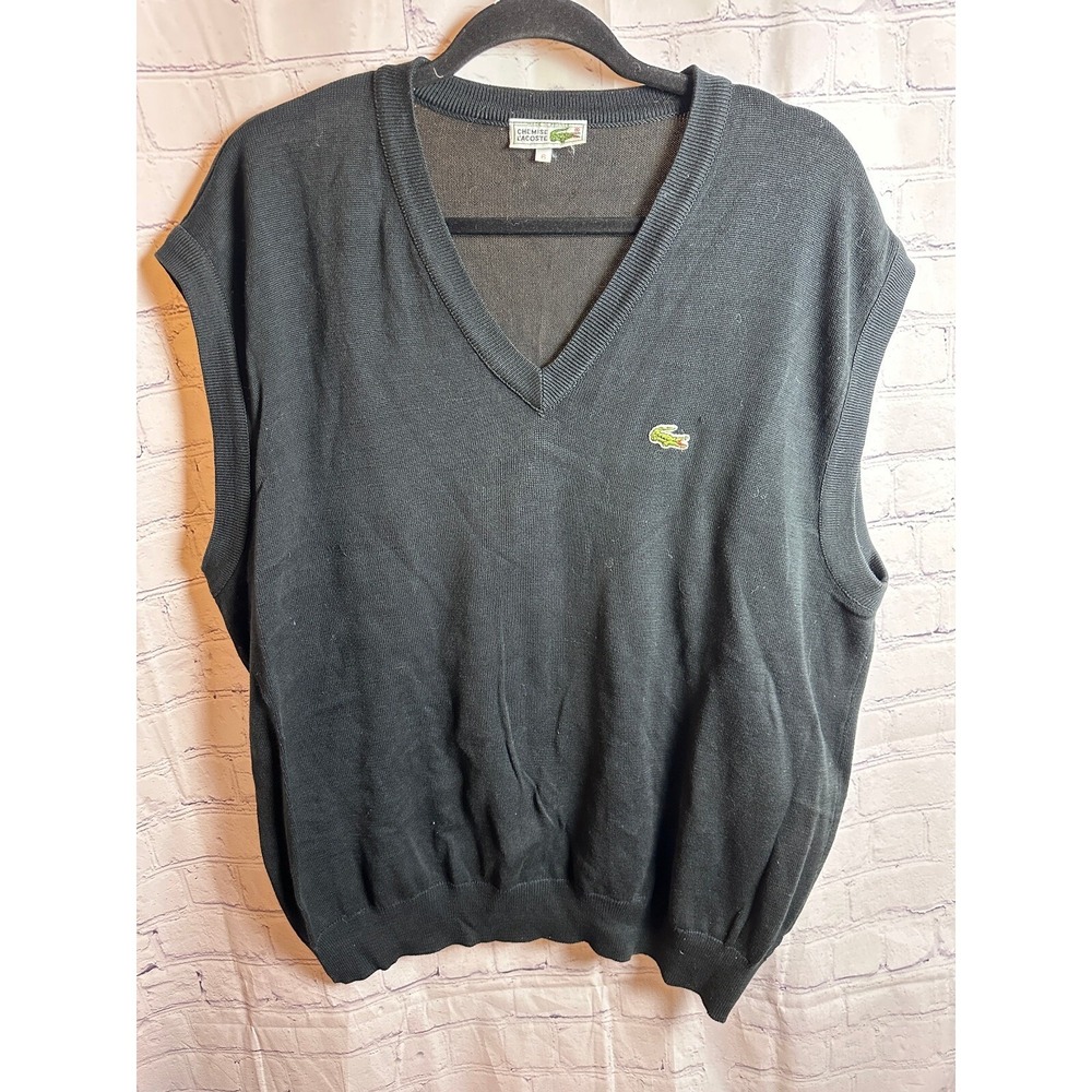 Lacoste Sweater Vest V-Neck Sleeveless Knit Top Made in France Size 6